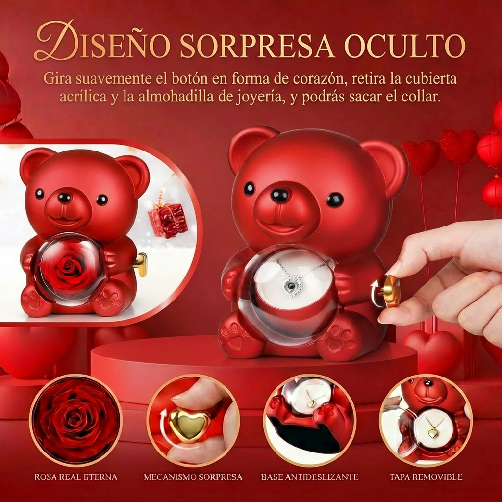 Oso Rosa Eterna con Collar