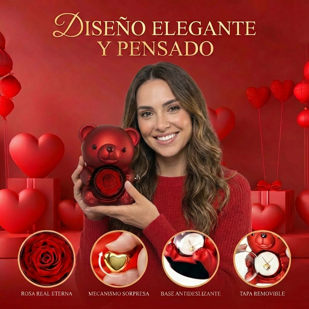 Oso Rosa Eterna con Collar