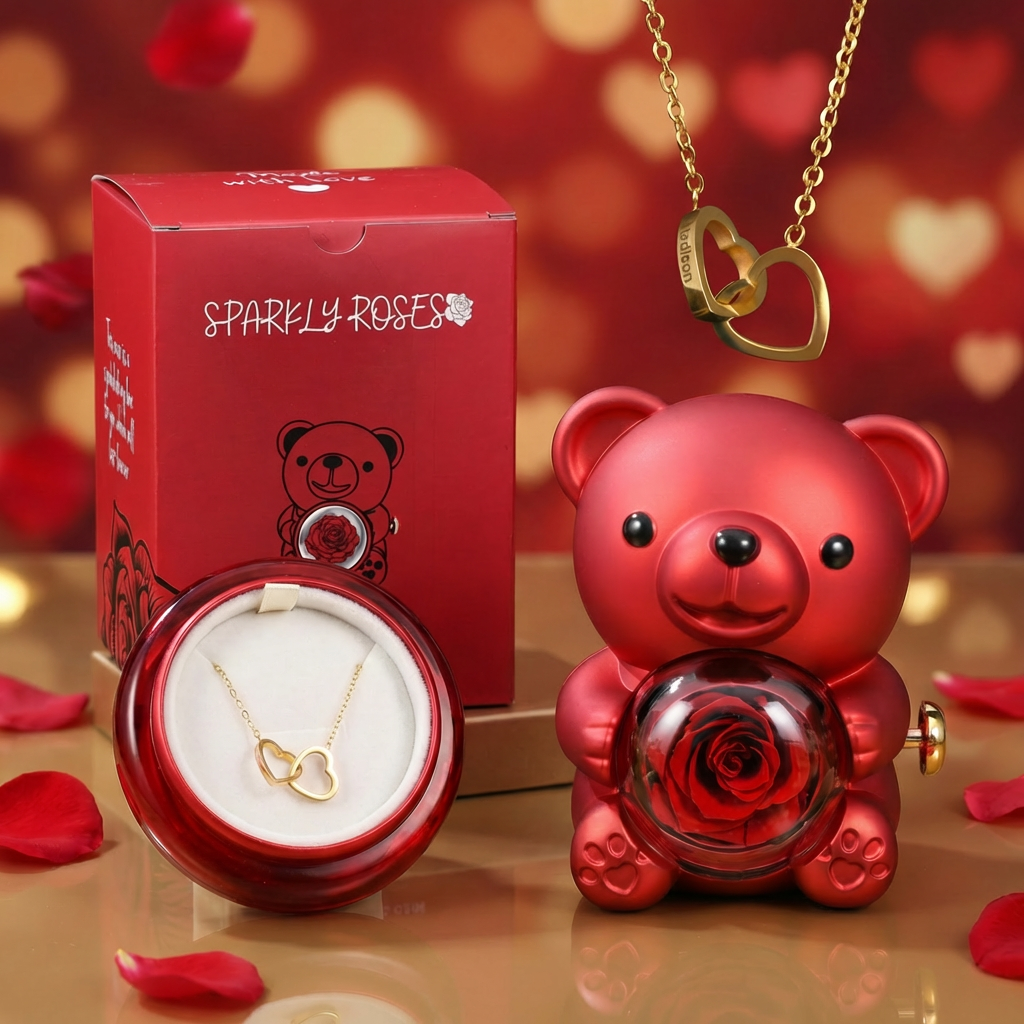 Oso Rosa Eterna con Collar